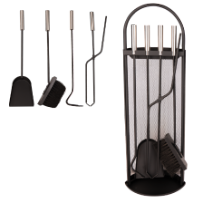 Utensílios para Lareira com Suporte (4 Peças)