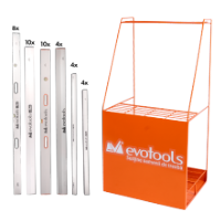Pacote promocional de réguas de pedreiro com expositor II EvoTools®