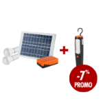 Kit de Iluminação LED com Carregamento Solar e 2 Lâmpadas 5W + Lanterna com Suporte Magnético 43 LED PROMO 1+1